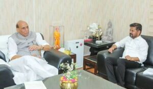 CM Revanth meets Union Minister Rajnath Singh and Key discussions on Telangana development