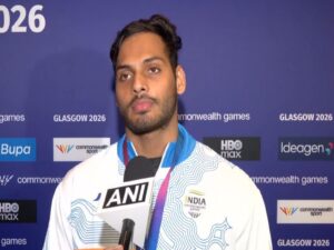 Chief Minister Chandrababu Naidu congratulates weightlifter Ajay Babu for winning silver medal in Commonwealth Games