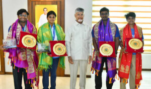 Asian Games medal winners meet the CM; Chandrababu congratulates them on winning 8 medals